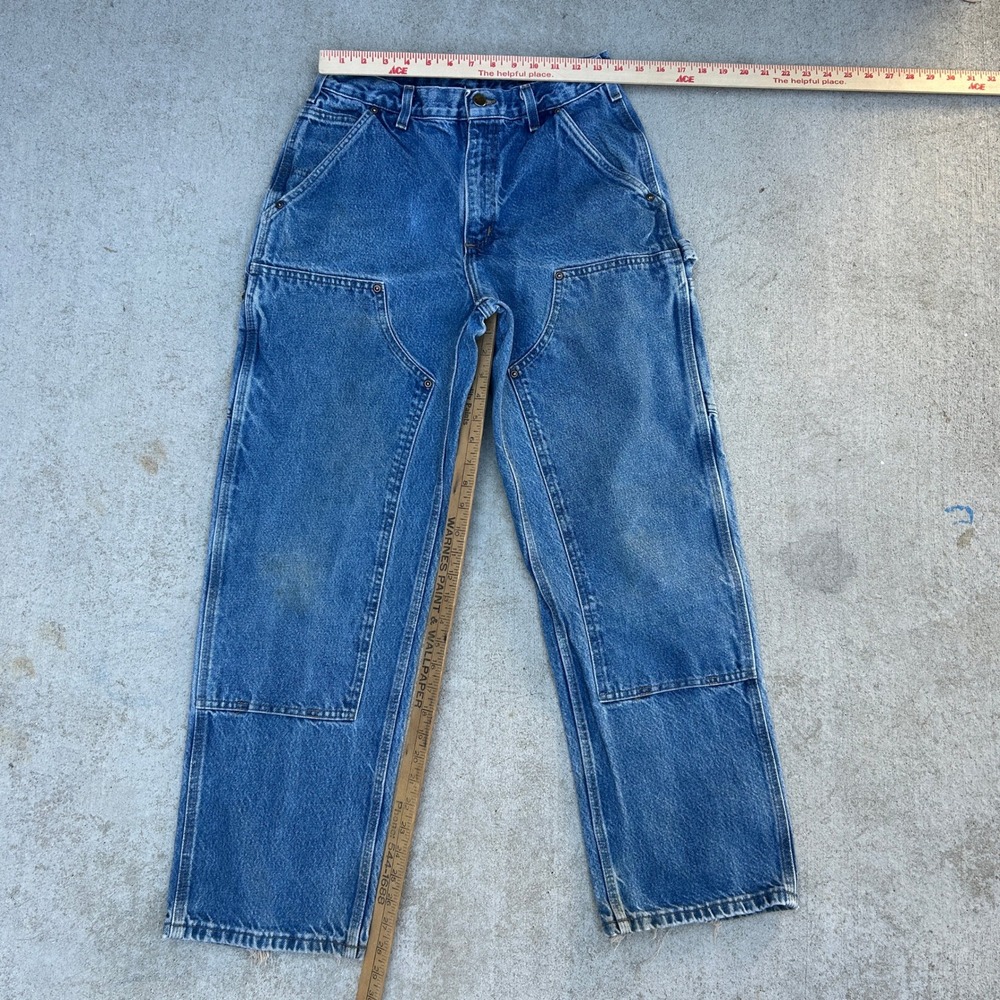 Carhartt Double Knee Logger Jeans 30x30 Blue B73 DST Vintage Workwear Pants - Picture 7 of 7